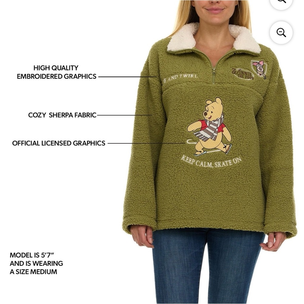 NEW Disney Winnie the Pooh Women’s Winter Sherpa Sweater - Picture 2 of 13